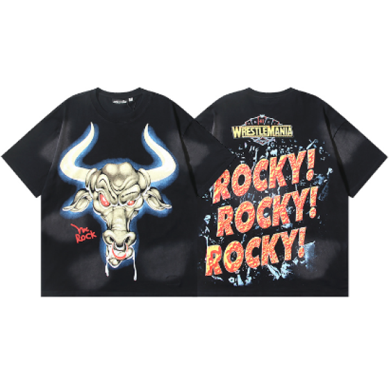 Hellstar Washed Retro Trendy Print Short-Sleeve T-Shirt